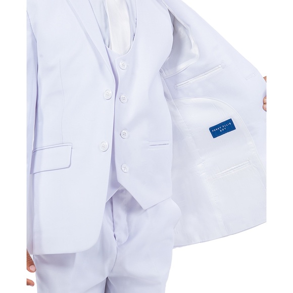 Solid White Notch Lapel 5 Piece Perry Ellis Boy's Suit - Picture 5 of 6
